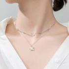 925 Sterling Silver Star Pendant Layered Choker Necklace S925silver Necklace - One Size