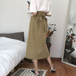Paperbag-waist Midi Skirt