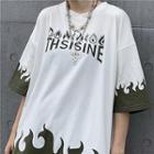 Printed Elbow-sleeve T-shirt Off-white - One Size