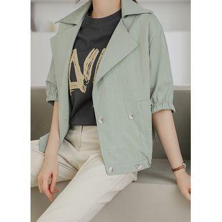 Elbow-sleeve Double-breasted Blouson Jacket