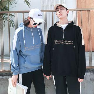 Couple Matching Half-zip Lettering Hoodie