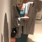 Knit Cardigan / Sleeveless Knit Sheath Midi Dress
