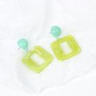 Resin Disc Dangle Earring Green - One Size