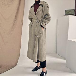 Lovb Houndstooth Maxi Trench Coat