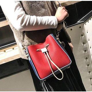 Set: Color Block Bucket Bag + Zip Bag