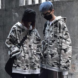 Camouflage Hooded Zip Sweatshirt