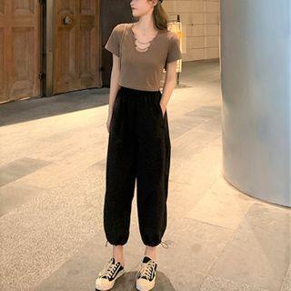Set: Plain Short Sleeve T-shirt + Plain Cargo Pants
