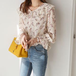 Collar-detail Pattern Blouse