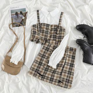 Plaid Camisole Top / A-line Skirt / Blouse