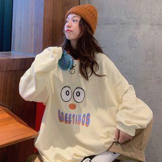 Cartoon Color-block Polo Sweatshirt