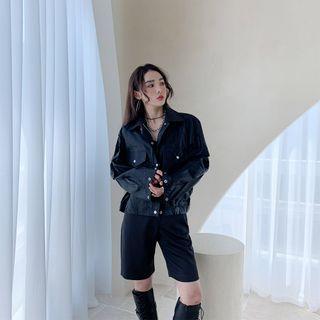 Flap-pocket Coated Jacket