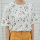 Floral Lace Trim Short-sleeve T-shirt