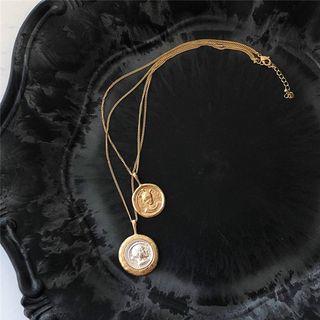 Coin Pendant Layered Necklace As Shown In Figure - One Size