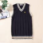 Embroidered Ribbed Knit Vest