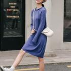 Long-sleeve Hooded Rib Knit Dress