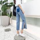 High-waist Split Hem Jeans