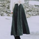 Set: Mock Neck Sweater + Print Midi A-line Skirt