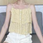 Spaghetti Strap Checked Top Yellow - One Size