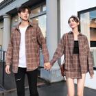 Couple Matching Plaid Shirt / Asymmetric Mini A-line Skirt