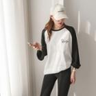 Reglan-sleeve Letter Print T-shirt