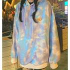 Tie Dye Hoodie Purplish Blue - One Size