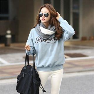 Letter Embroidered Brushed Fleece Lined Sweatshirt
