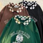 Badge Print Polo-neck Sweatshirt