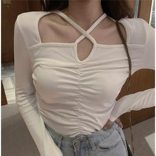 Long-sleeve Halter Neck T-shirt
