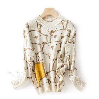 Bear Print Sweater Almond - One Size