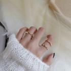 Set Of 3: Rhinestone Open Ring Ring - Gold - One Size