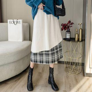 High-waist Panel A-line Midi Skirt