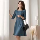 Double-breasted A-line Dress With Belt