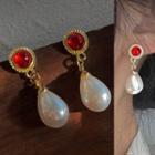 Faux Pearl Drop Earring 1 Pair - 1557a - White - One Size