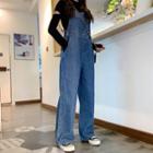 Washed Wide Leg Denim Dungaree
