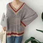 Long-sleeve V-neck Knit Sweater