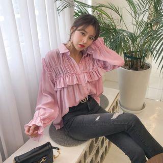 Smock-yoke Frill-trim Blouse