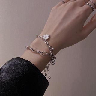 Alloy Heart Double-layered Bracelet As Shown In Figure - One Size