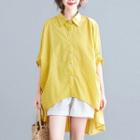 Elbow-sleeve Shirt Yellow - One Size