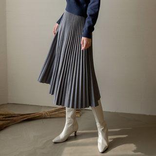 Herringbone Long Pleated Skirt