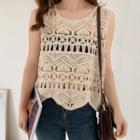 Set: Sleeveless Crochet Knit Top + Bandeau