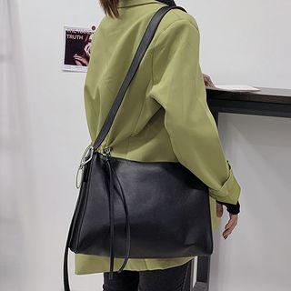 Faux Leather Crossbody Bag 999 - Black - One Size