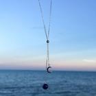 925 Sterling Silver Moon Pendant Necklace Necklace - Planet & Moon - Blue - One Size
