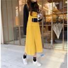 Embroidered Jumper Skirt / Plain Long-sleeve Top