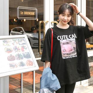 Car Print Oversized T-shirt