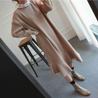 Mock Neck A-line Mermaid Midi Dress