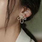Faux Pearl Flower Earring 1 Pair - Silver Needle - Earring - Flower - One Size