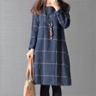Long-sleeve Checked A-line Dress