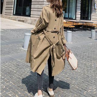 Tie-waist Single-breasted Midi Trench Coat