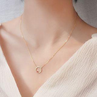 Sterling Silver Ring Detail Sweetheart Necklace