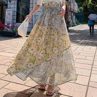 Cold Shoulder Short-sleeve Top / Maxi A-line Skirt